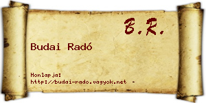 Budai Radó névjegykártya
